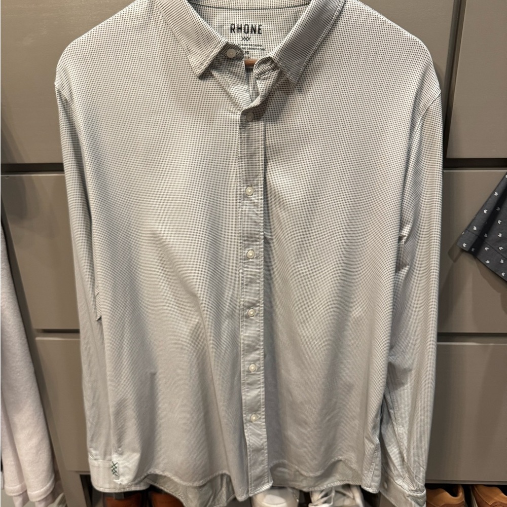 Rhone Men's Light Gray Button Down Shirt